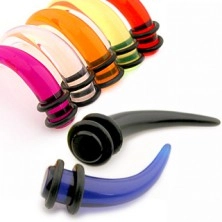 Akrylový taper do ucha - pazúr v rôznych farbách a veľkostiach, gumičky