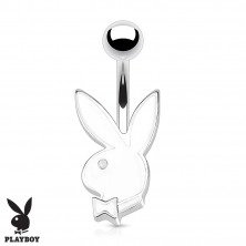 Oceľový piercing do bruška, strieborný odtieň, farebný zajačik Playboy, 9 mm