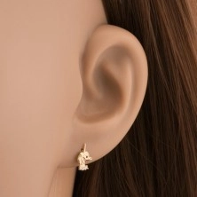 Piercing do ucha v žltom 14K zlate - jednorožec, línia čírych zirkónikov