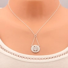Strieborný 925 náhrdelník, retiazka a prívesok - strom života so zirkónovou obrubou