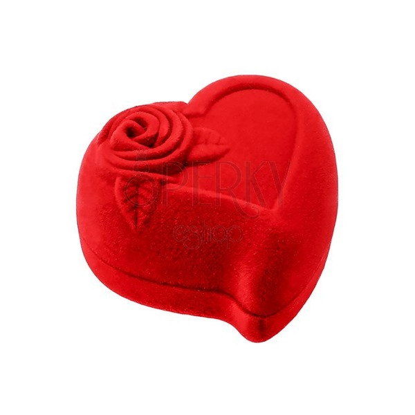 Darčeková krabička na dva prstene alebo náušnice, červené srdce s ružou