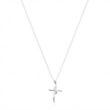 Strieborný 925 náhrdelník - lesklý kríž so symbolom nekonečna, číre diamanty