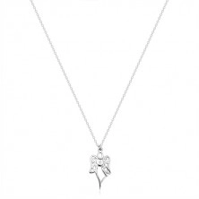 Strieborný náhrdelník 925 - vyrezávaný anjel, srdce s čírym diamantom