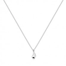 Strieborný 925 náhrdelník - zrkadlovolesklá kvapka s diamantom, retiazka
