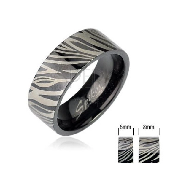 Oceľový prsteň - čierna zebra