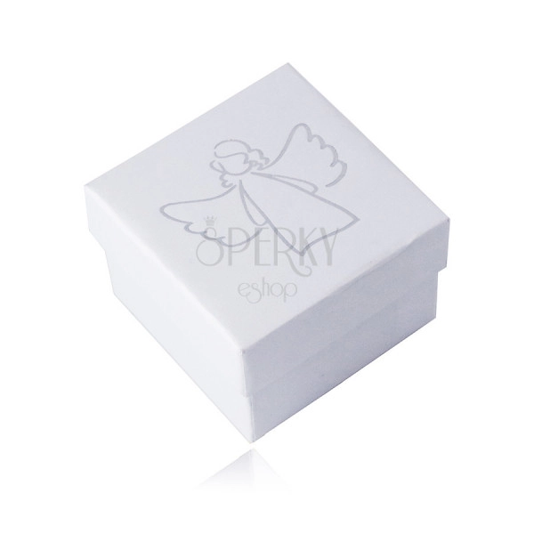 Darčeková krabička na prívesok alebo náušnice - biela farba, motív anjelika