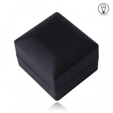 Darčeková krabička na prsteň - čierny matný povrch, LED svetielko