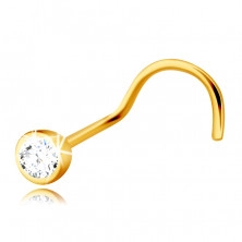 Diamantový piercing do nosa v žltom 14K zlate - číry ligotavý briliant v objímke