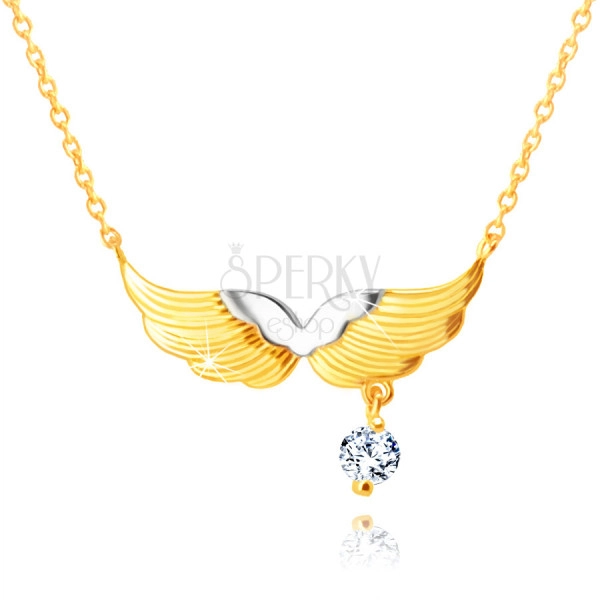 Diamantový náhrdelník z kombinovaného 14K zlata - anjelské krídla, briliant