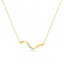 Diamantový náhrdelník zo 14K žltého zlata - nepravidelná zvlnená línia, číre brilianty