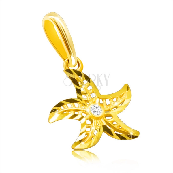Diamantový prívesok zo 14K žltého zlata - motív morskej hviezdy, okrúhly číry briliant