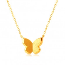 Náhrdelník v žltom zlate 375 - motýlik so saténovým povrchom