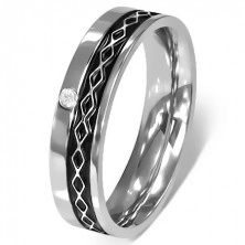 Prsteň z chirurgickej ocele - Keltský dizajn, číry zirkón